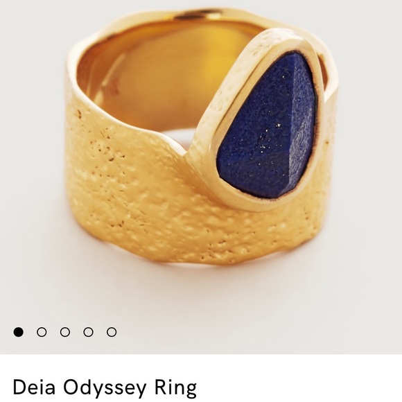 Monica Vinader Deia Odyssey Ring size 7 18k Gold Vermeil and Lapis. NWOT. - Picture 1 of 5